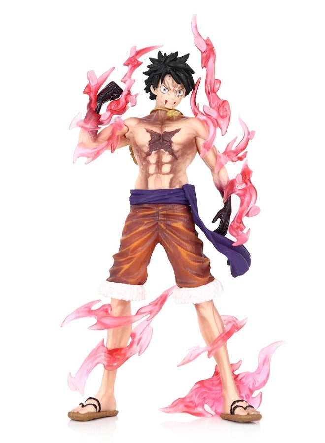 Anime One Piece Luffy Figure, Luffy Action Figure with Flowing Cherry Effect, Excellent PVC Character Model Figure Statue, Super Anime Figure Toy for Desktop Decorations/Collectibles, 12.5*24cm