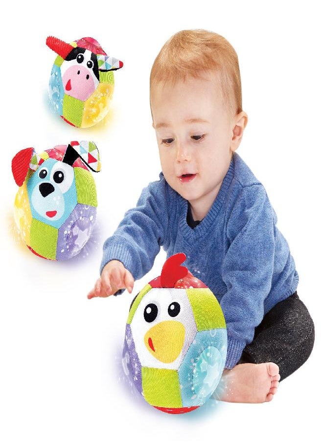 Yookidoo Yookidoo Baby Lights N' Music Friends Ball A Soft Newborn Musical Ball Toy with Flashing Stars and Three Friendly Farm Animals. Ideal for Floor Play, Stroller Or Crib.  - Image 3