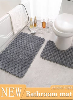 DUNISO 2 Pieces Bathroom Rugs Mat Super Soft Water Absorbent Microfiber Non-Slip Quick Drying Bath Tub Mat Toilet Rugs Perfect Bathroom Mats for Bathroom Tub and Shower  - Image 1