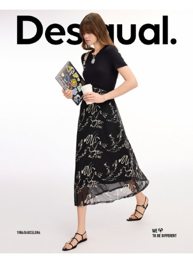 DESIGUAL spring-summer 2025 New Slim-fit Printed Mesh Paneled Dress - Image 1