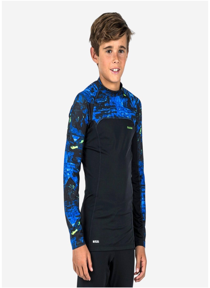 OLAIAN OLAIAN by DECATHLON, Boy's long-sleeved anti-UV T-shirt - 500 Vortex black  - Image 1