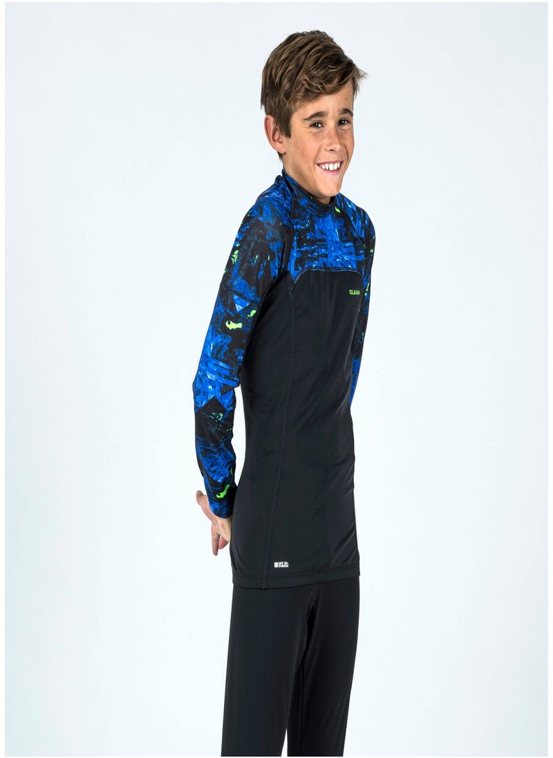 OLAIAN OLAIAN by DECATHLON, Boy's long-sleeved anti-UV T-shirt - 500 Vortex black  - Image 3