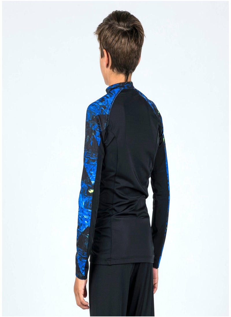 OLAIAN OLAIAN by DECATHLON, Boy's long-sleeved anti-UV T-shirt - 500 Vortex black  - Image 4
