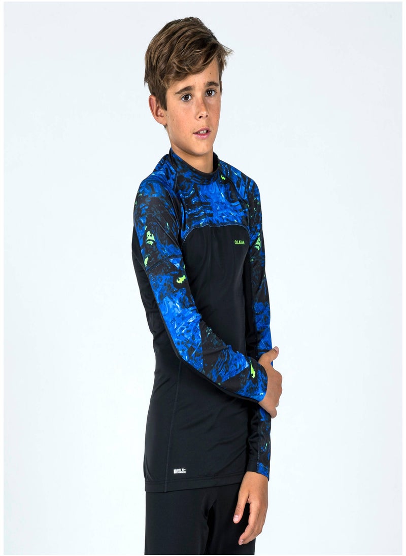 OLAIAN OLAIAN by DECATHLON, Boy's long-sleeved anti-UV T-shirt - 500 Vortex black  - Image 2
