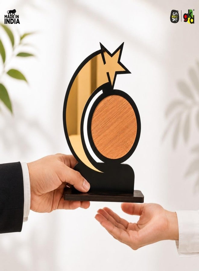 Gift Kya De Star Trophy Memento | Self-Customizable Wooden & Acrylic Award with Stickers | Corporate Appreciation, Employee Recognition, Achievement Award (Big - Self) - Image 4