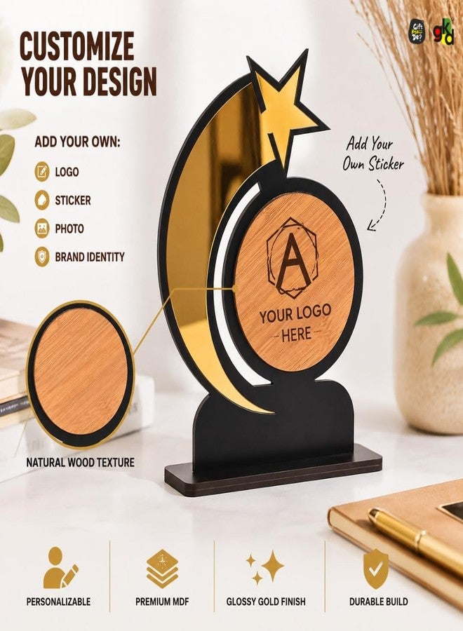 Gift Kya De Star Trophy Memento | Self-Customizable Wooden & Acrylic Award with Stickers | Corporate Appreciation, Employee Recognition, Achievement Award (Big - Self) - Image 3