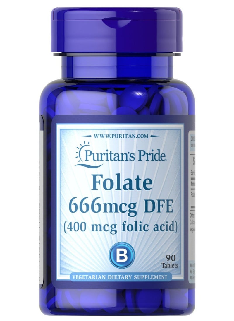 Puritan's Pride Folate Folic acid 400 mcg Tablets 90's  - Image 1