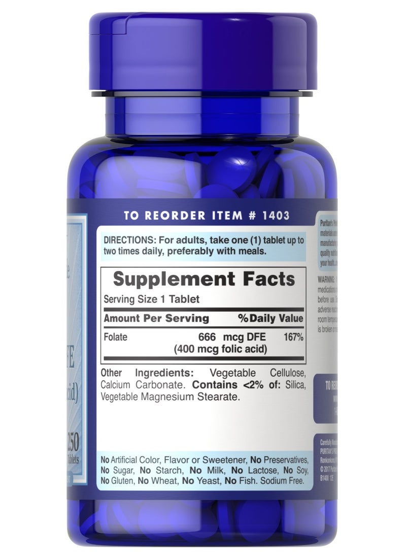 Puritan's Pride Folate Folic acid 400 mcg Tablets 90's  - Image 2
