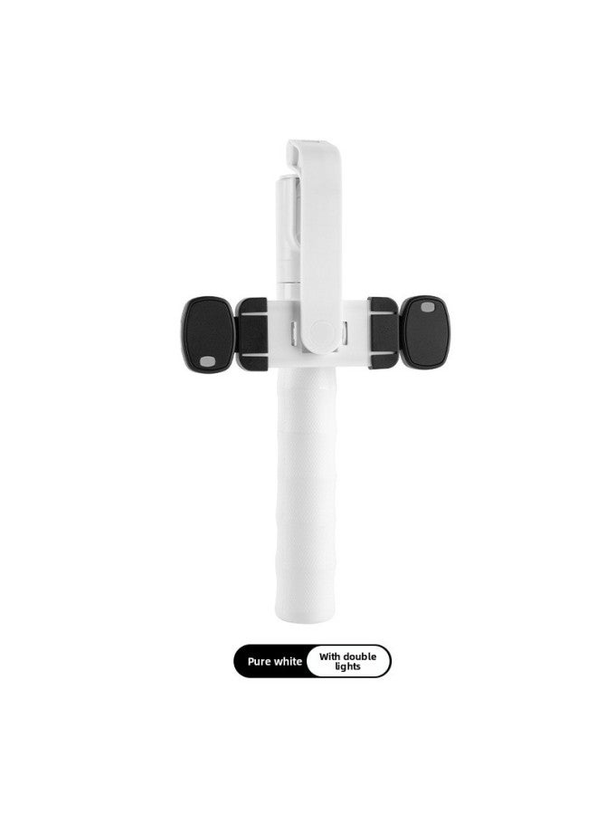 Stable One-Piece Selfie Stick With LED Light Adjustable Length Stand Bluetooth Tripod Portable Handheld Monopod For All Platforms-Specifications:1 M White With Double Lamp  - Image 1