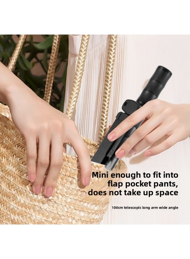Stable One-Piece Selfie Stick With LED Light Adjustable Length Stand Bluetooth Tripod Portable Handheld Monopod For All Platforms-Specifications:1 M White With Double Lamp  - Image 4