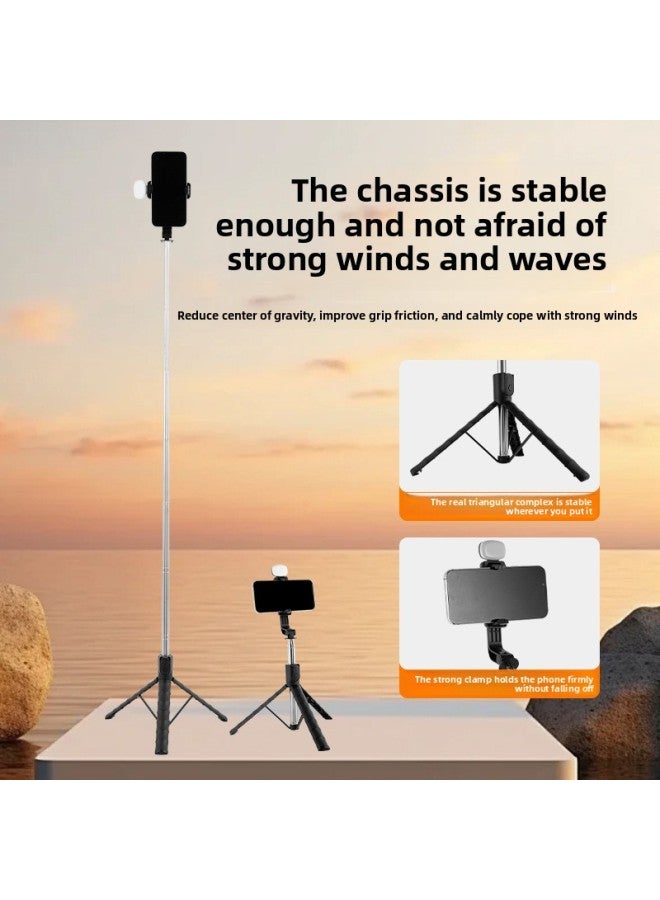Stable One-Piece Selfie Stick With LED Light Adjustable Length Stand Bluetooth Tripod Portable Handheld Monopod For All Platforms-Specifications:1 M White With Double Lamp  - Image 5