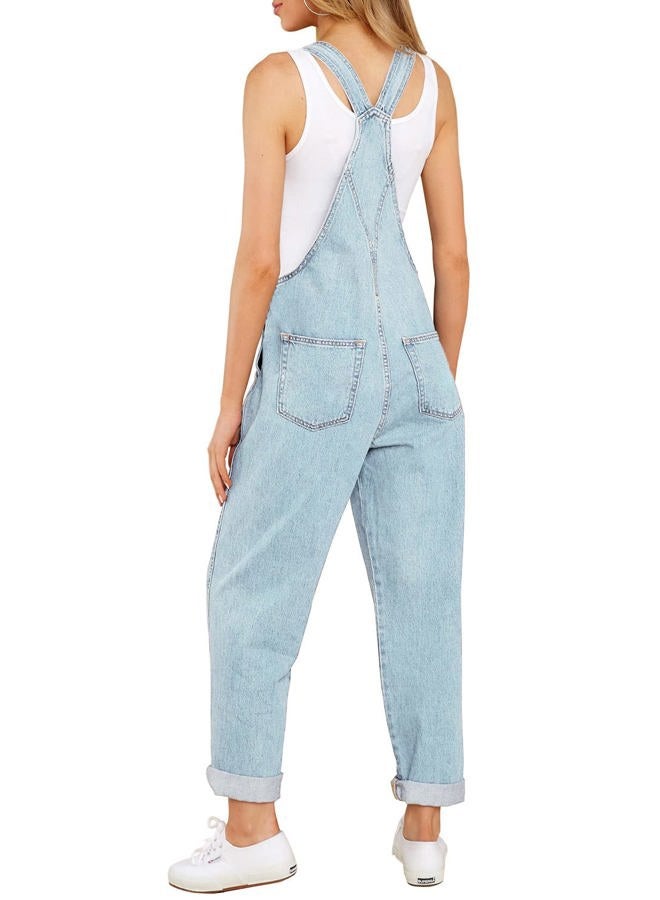 luvamia Women's Casual Adjustable Denim Bib Overalls Jeans Pants Fashion Loose Overall Jumpsuits Overalls for Women 2023 Powder Blue Size Medium, A2 Azure Glow, M - Image 2