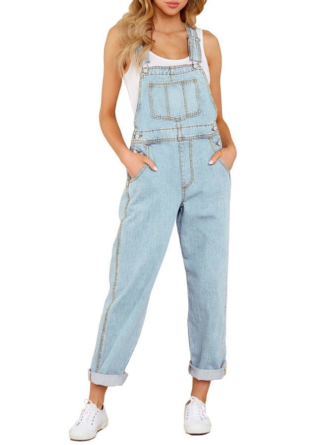luvamia Women's Casual Adjustable Denim Bib Overalls Jeans Pants Fashion Loose Overall Jumpsuits Overalls for Women 2023 Powder Blue Size Medium, A2 Azure Glow, M - Image 1