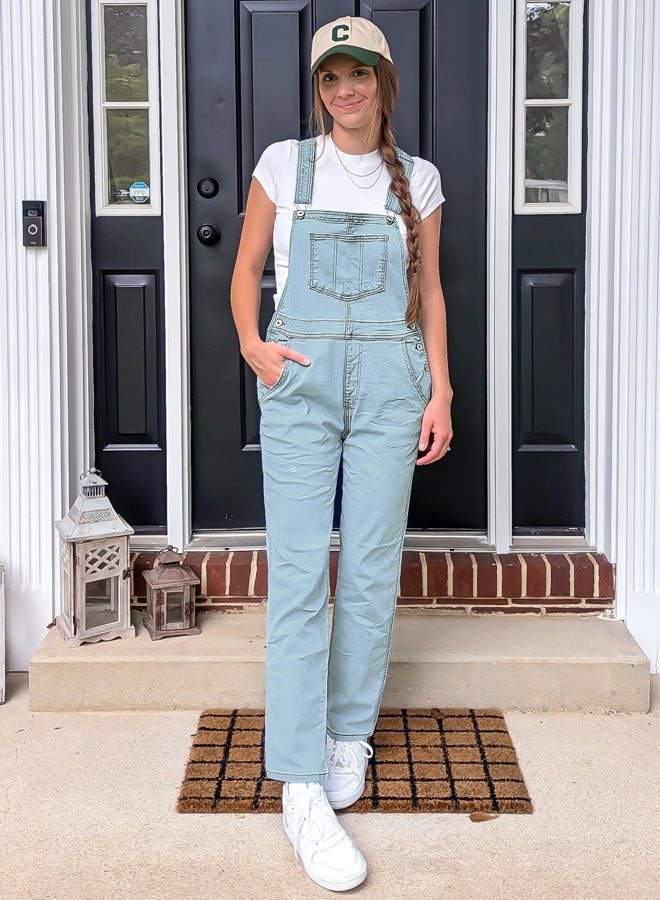 luvamia Women's Casual Adjustable Denim Bib Overalls Jeans Pants Fashion Loose Overall Jumpsuits Overalls for Women 2023 Powder Blue Size Medium, A2 Azure Glow, M - Image 5