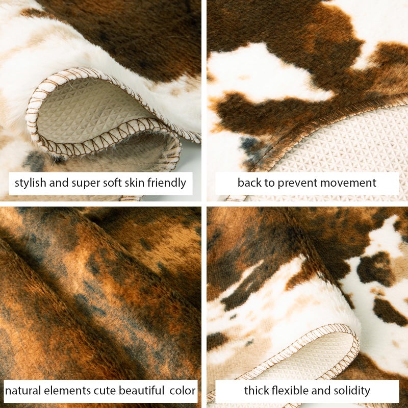 MACEVIA Faux Cowhide Rug Cute Cow Print Rugs Animal Area Carpet Western Decor for Bedroom Non-Slip 43.3" L x 29.5" W(3.6ft x 2.4ft) - Image 5