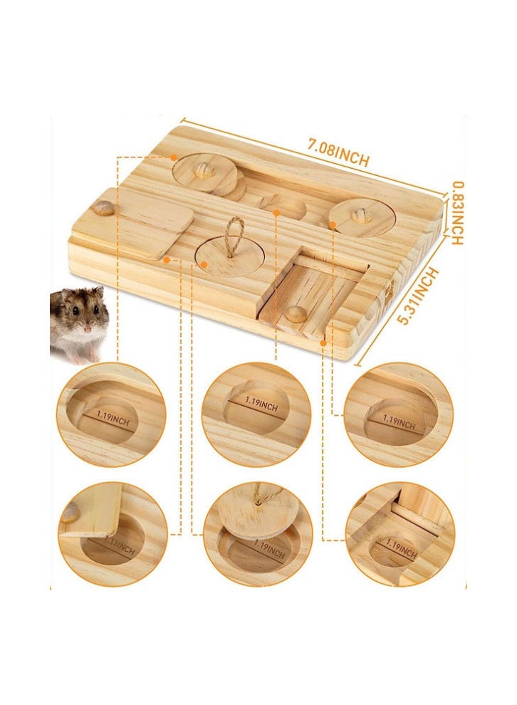 عام خشب متين الهامستر لعبة العلف المغذية خشبية الهامستر المغذية الذهبي الحرير الدب الهامستر المخفية صينية وجبات خفيفة - Image 4
