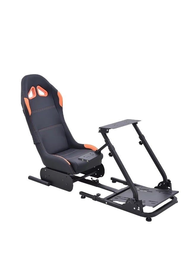 فلاشهوك حامل عجلات سباق مع مقعد، كرسي ألعاب سباق، قمرة قيادة لجميع منصات Logitech G923 | G29 | G920 | Thrustmaster | عجلات Fanatec | Xbox One، PS4، وأجهزة الكمبيوتر الشخصية - Image 1