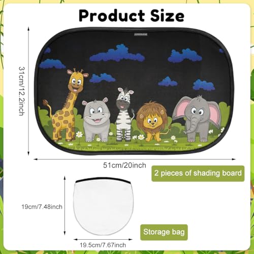 STHIRA® 2Pcs Sun Shades for Car UV Protection Car Window Sun Shade Protector with Cartoon Design, Universal Fit, Easy Installation, Storage Bag, 51x31cm - Image 2