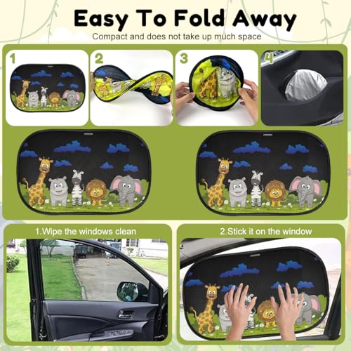 STHIRA® 2Pcs Sun Shades for Car UV Protection Car Window Sun Shade Protector with Cartoon Design, Universal Fit, Easy Installation, Storage Bag, 51x31cm - Image 4