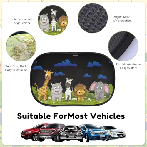 STHIRA® 2Pcs Sun Shades for Car UV Protection Car Window Sun Shade Protector with Cartoon Design, Universal Fit, Easy Installation, Storage Bag, 51x31cm - Image 3