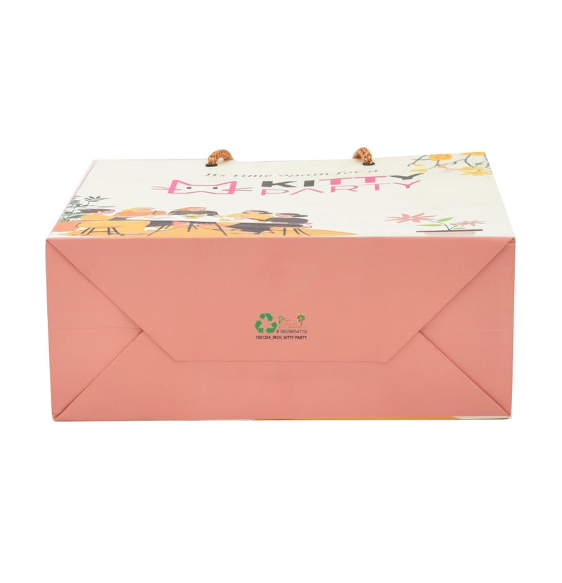 PPJ ® - Kitty Party (10 Pcs.) Paper Carry Bag, 10 Inch X 12 Inch X 4 Inch, Gift Bags, Multi Color Party, Pink - Image 4