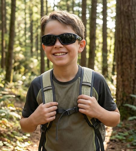 NULOOQ Kids Baseball Polarized Sunglasses – Unbreakable Flexible Youth Sports Sunglasses for Boys Girls Age 4-12 (Matte Gray Frame/Gray Lens) - Image 2