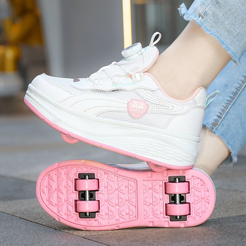 Children'S Four-Wheel Heelys Shoes, Universal Wheel Shoes For Students, Boys And Girls, Retractable Double-Row Skates, Casual Sports Shoes - Image 5