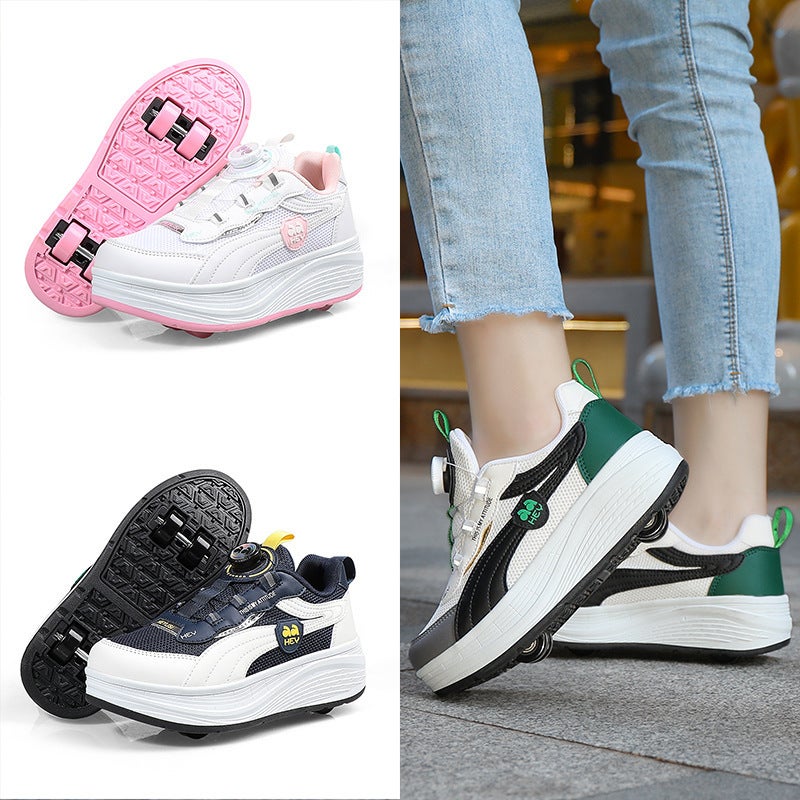 Children'S Four-Wheel Heelys Shoes, Universal Wheel Shoes For Students, Boys And Girls, Retractable Double-Row Skates, Casual Sports Shoes - Image 2