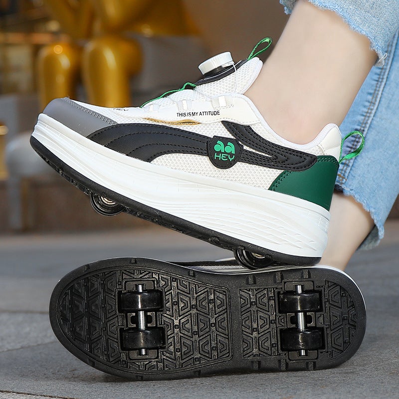 Children'S Four-Wheel Heelys Shoes, Universal Wheel Shoes For Students, Boys And Girls, Retractable Double-Row Skates, Casual Sports Shoes - Image 4