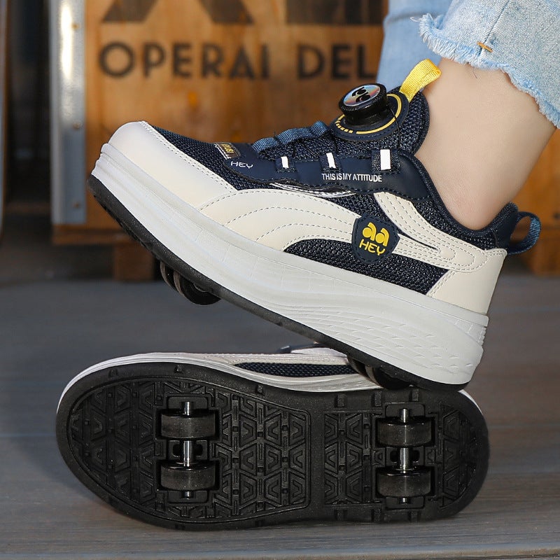Children'S Four-Wheel Heelys Shoes, Universal Wheel Shoes For Students, Boys And Girls, Retractable Double-Row Skates, Casual Sports Shoes - Image 3