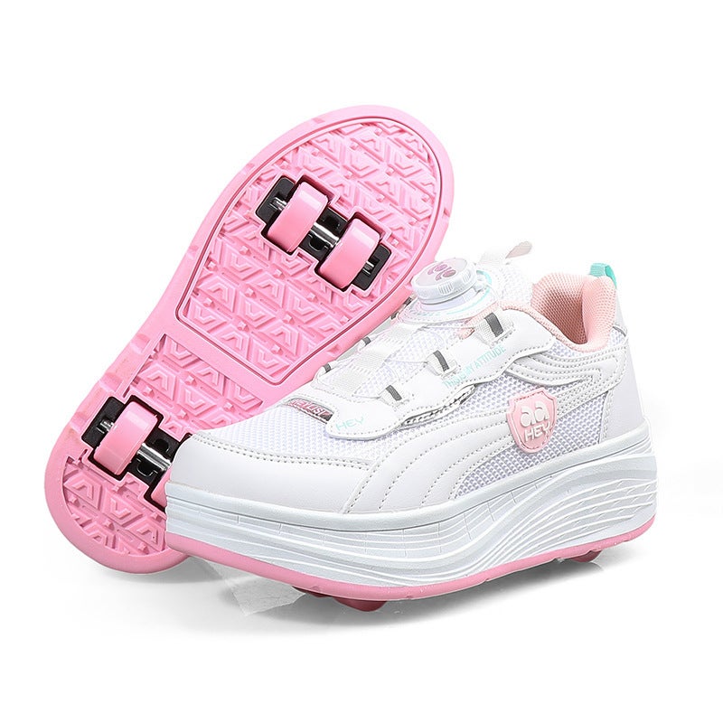 Children'S Four-Wheel Heelys Shoes, Universal Wheel Shoes For Students, Boys And Girls, Retractable Double-Row Skates, Casual Sports Shoes - Image 1