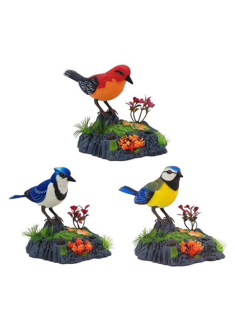 SYOSI طائر طرب وتغريد كهربائي - طيور زرقاء كهربائية تعمل بالبطارية مع حركة واقعية، نشطة الصوت لزينة المكتب والمنزل، هدية جديدة - Image 4