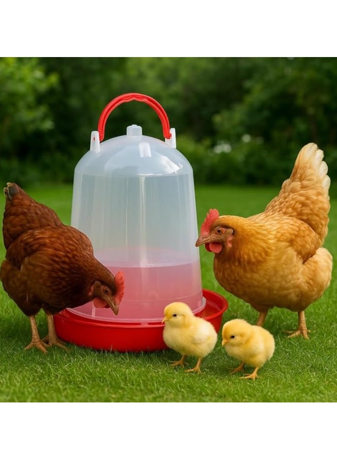 ماستر جولد سقاية طيور بلاستيك شفافة سعة 6 لتر مع قاعدة قوية | مناسبة للدجاج، البط، الحمام والطيور المنزلية | وعاء تغذية مع خزان ماء شفاف سهل التعبئة والتنظيف (أحمر, 6 لتر) - Image 2