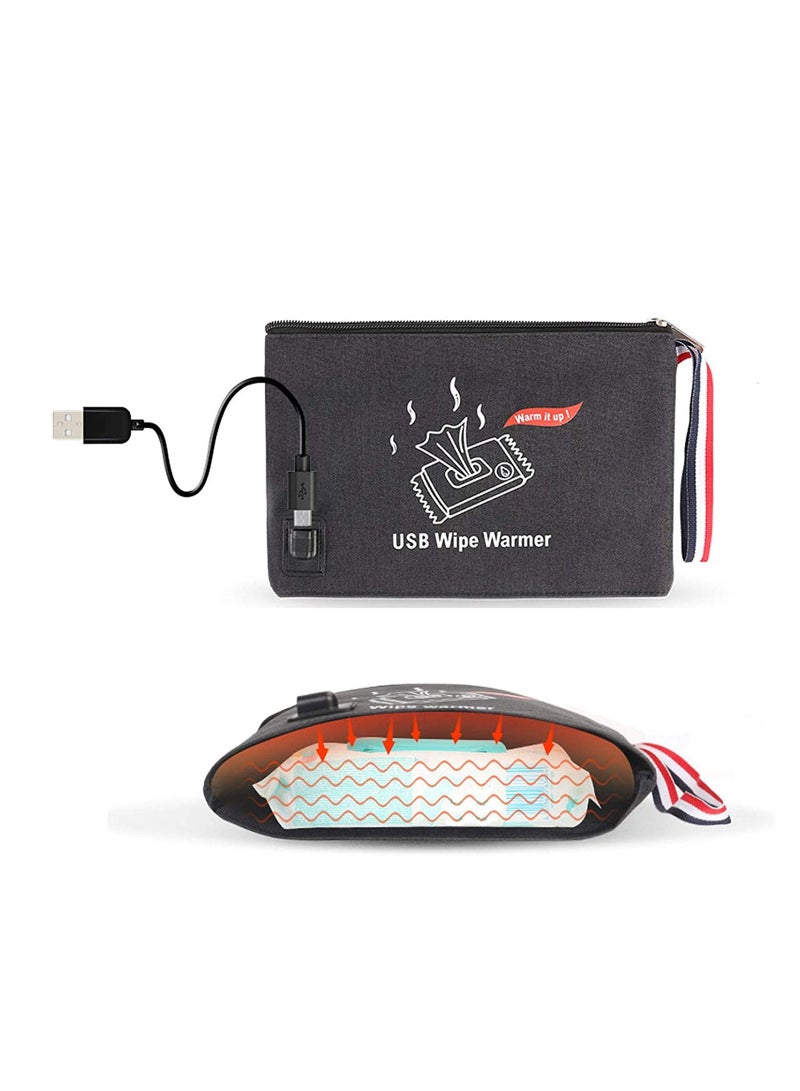 SYOSI Usb Baby Wipe Warmer, 5v Portable Usb Baby Infant Wet Wipes Warmer Bag for Travel and on the Go, Most Suitable Temperature for Baby's Skin, for Outdoor Travel or Indoor(1 Pack)  - Image 1