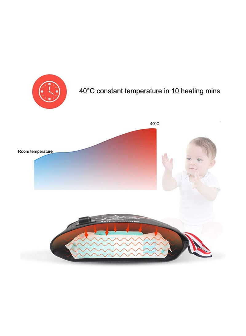 SYOSI Usb Baby Wipe Warmer, 5v Portable Usb Baby Infant Wet Wipes Warmer Bag for Travel and on the Go, Most Suitable Temperature for Baby's Skin, for Outdoor Travel or Indoor(1 Pack)  - Image 4