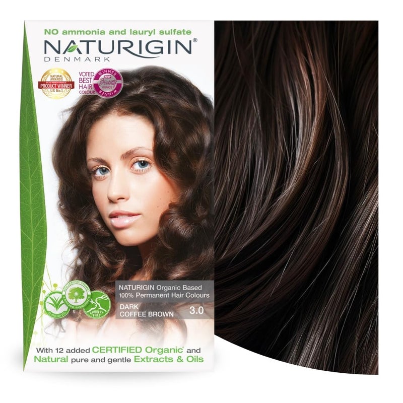 Naturigin Permanent Hair Dye, 3.0 Dark Brown, Ammonia and Paraben Free, up to 100% Gray Hair Coverage, Long Lasting, Vegan, Cruelty Free
