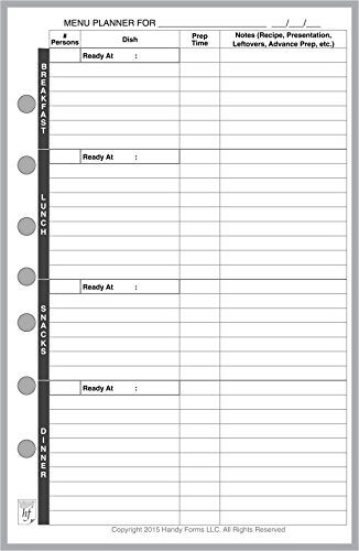 Handy Forms Classic Size Menu Planner and Shopping List, Sized and Punched with 7 Holes for 7-Ring Notebooks Such as Franklin, etc. (5.5" x 8.5") - Image 2