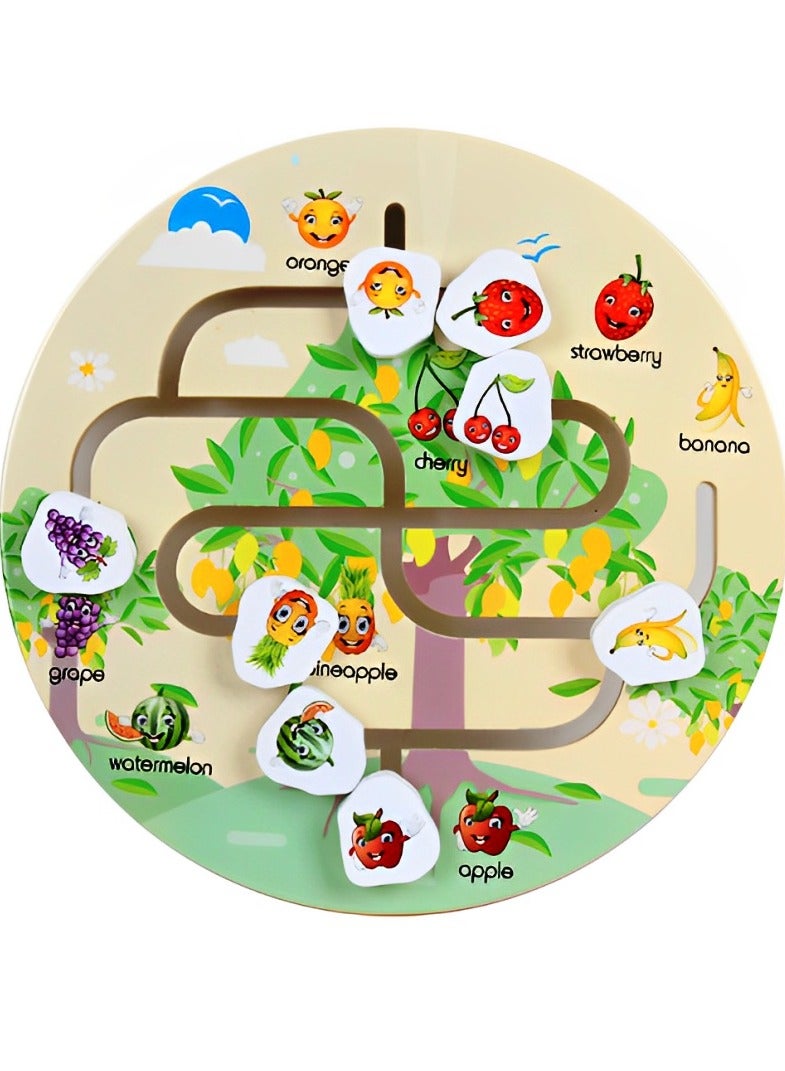 Pairing Maze & Assemble Cognitive Wooden Puzzles for Toddlers, Teacher Parents Early Learning Support Tools, Montessori Motor & Sensory Skill Development Shape Matching Toys (Fruit Maze Pattern)  - Image 2