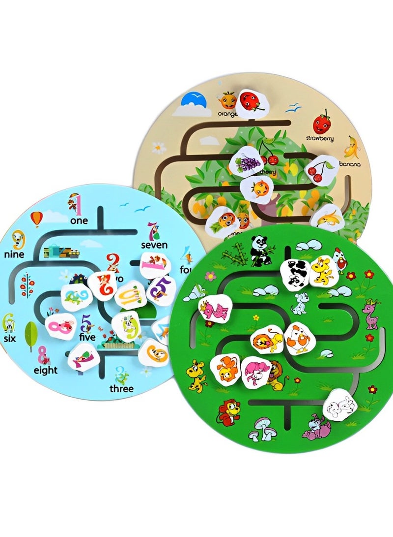 Pairing Maze & Assemble Cognitive Wooden Puzzles for Toddlers, Teacher Parents Early Learning Support Tools, Montessori Motor & Sensory Skill Development Shape Matching Toys (Fruit Maze Pattern)  - Image 5