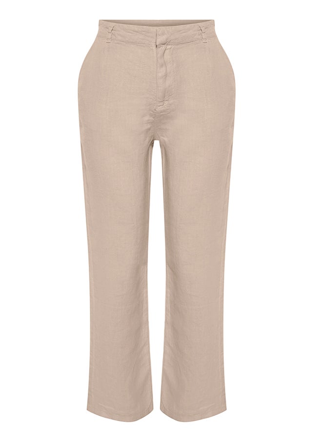 trendyol - Mink 100% Linen High Waist Wide Leg Trousers TWOSS24JE00246 - Image 1