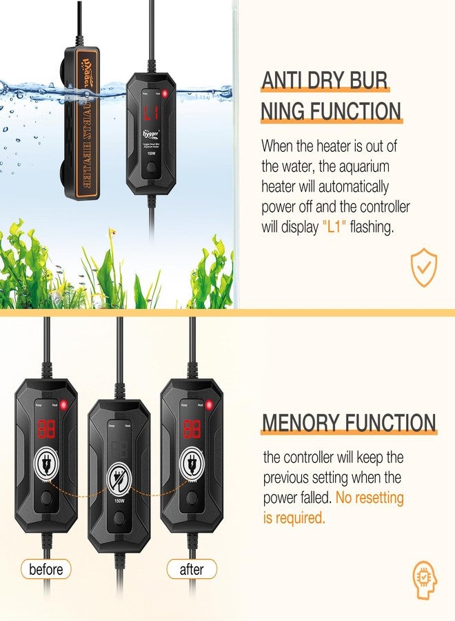 hygger Smart Mini Aquarium Heater 100W for 10-26 Gallons, Desktop Betta Submersible Fish Tank Heater with Intelligent Temperature Control and 5 Safety Protections - Image 4