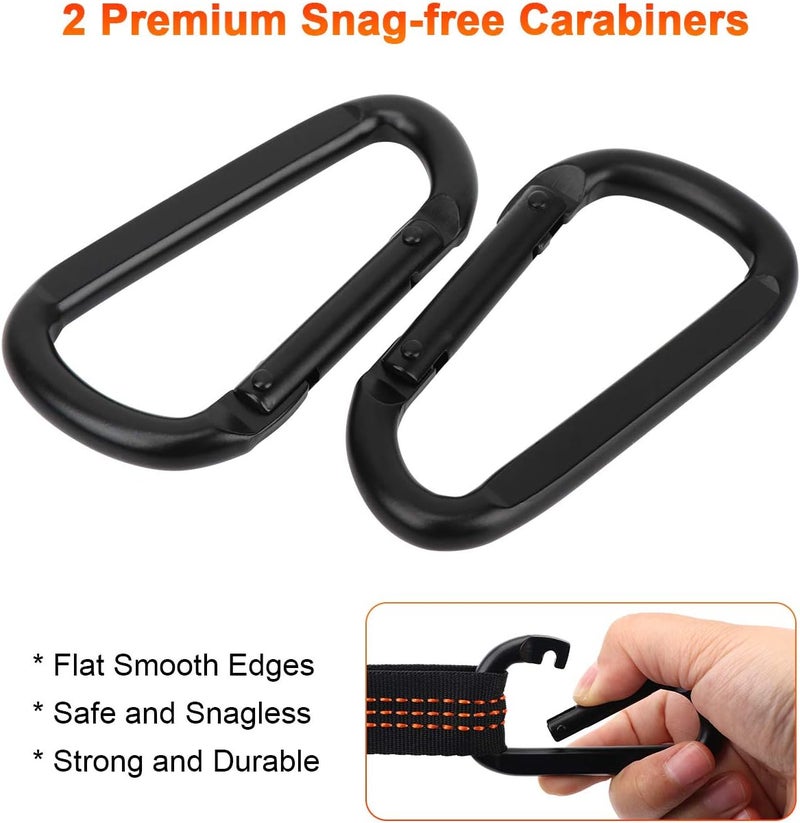 لاما 2 Pack Hammock Straps, [3m x 2.5cm] Camping Hammock Straps Hammock Accessories Hanging Straps with 2 Hook Carabiners and 1 Carrying Bag (Orange) أحزمة الأرجوحة المزدوجة، [3م × 2.5سم] أحزمة الأرجوحة للتخييم، ملحقات الأرجوحة، أحزمة التعليق مع 2 كاربينير خطاف وحقيبة حمل واحد�� (برتقالي) - Image 5