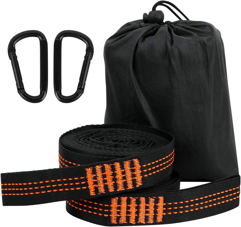 لاما 2 Pack Hammock Straps, [3m x 2.5cm] Camping Hammock Straps Hammock Accessories Hanging Straps with 2 Hook Carabiners and 1 Carrying Bag (Orange) أحزمة الأرجوحة المزدوجة، [3م × 2.5سم] أحزمة الأرجوحة للتخييم، ملحقات الأرجوحة، أحزمة التعليق مع 2 كاربينير خطاف وحقيبة حمل واحد�� (برتقالي) - Image 1