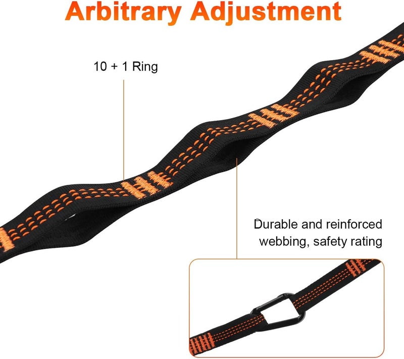 لاما 2 Pack Hammock Straps, [3m x 2.5cm] Camping Hammock Straps Hammock Accessories Hanging Straps with 2 Hook Carabiners and 1 Carrying Bag (Orange) أحزمة الأرجوحة المزدوجة، [3م × 2.5سم] أحزمة الأرجوحة للتخييم، ملحقات الأرجوحة، أحزمة التعليق مع 2 كاربينير خطاف وحقيبة حمل واحد�� (برتقالي) - Image 4