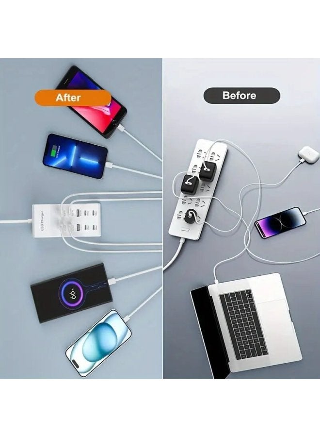 50W Multi-port Charger Mobile Phone Tablet Headset Speaker USB Multi-port Socket Charger-Color:Black - Image 5