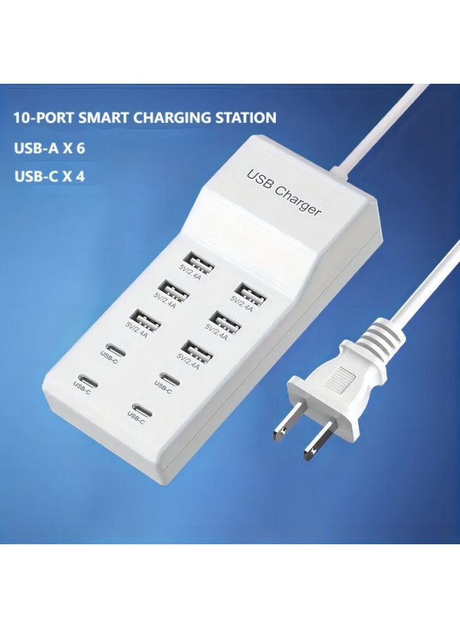 50W Multi-port Charger Mobile Phone Tablet Headset Speaker USB Multi-port Socket Charger-Color:Black - Image 2