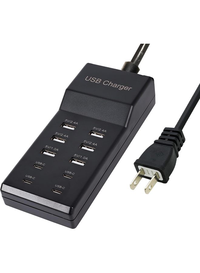 50W Multi-port Charger Mobile Phone Tablet Headset Speaker USB Multi-port Socket Charger-Color:Black - Image 1