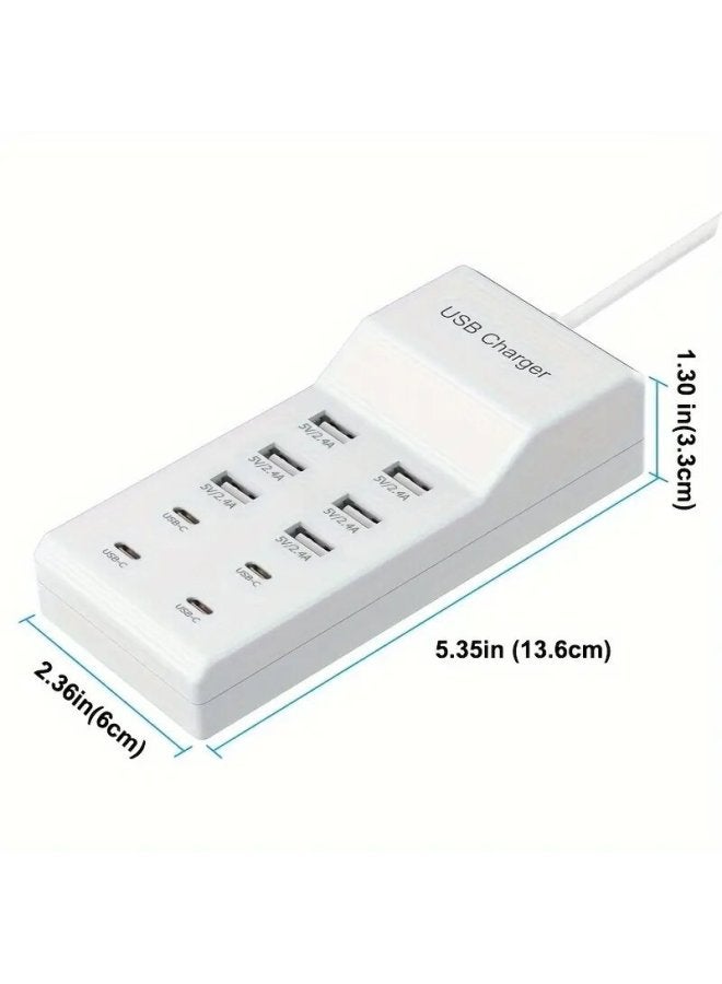 50W Multi-port Charger Mobile Phone Tablet Headset Speaker USB Multi-port Socket Charger-Color:Black - Image 3