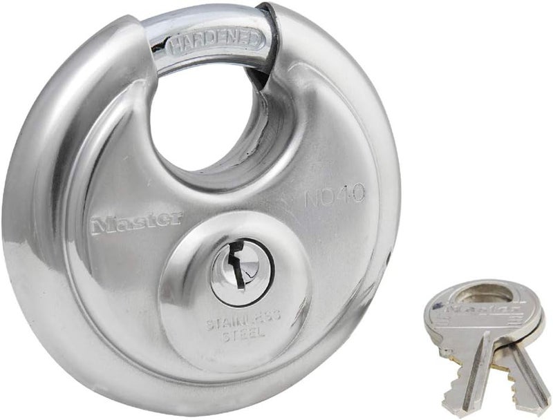 MasterLock 40D Stainless Steel Discus Padlock with Key - Image 1