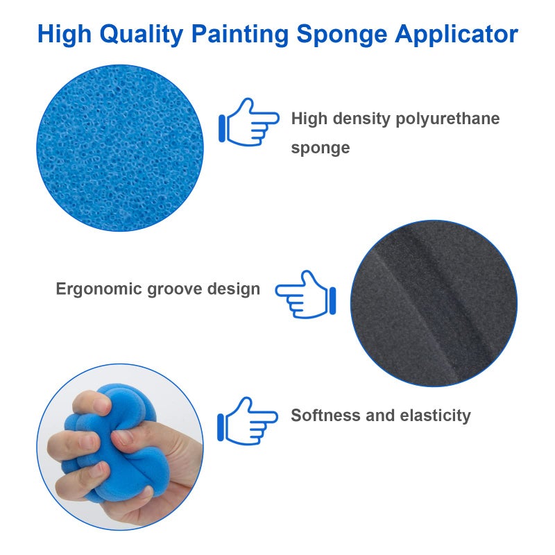 Boyistar Paint Sponge Black 6Pcs, Boyistar Detail Painting Sponge Double-Side Art Craft Round Sponges for Car Waxing, Wall Repairing Kitchen Cleaning Sponges with Storage Mesh Bag (3 Black + 3 Blue) - Image 3